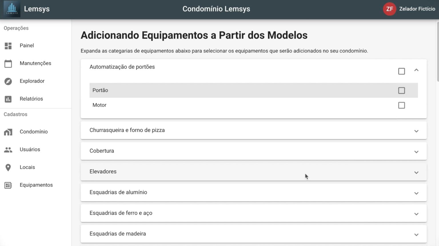 Adicionando Equipamentos a Partir de Modelos